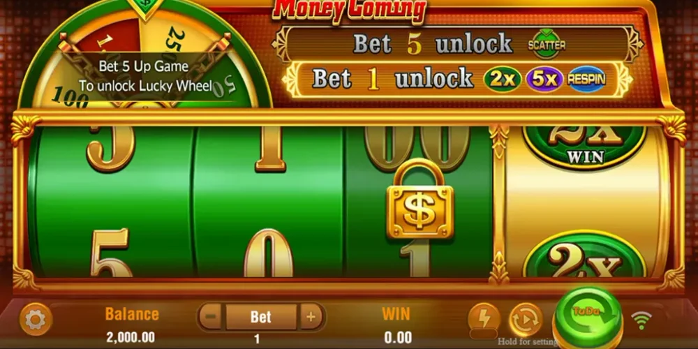 Fa Chai Money Coming classic single line slot machine reel