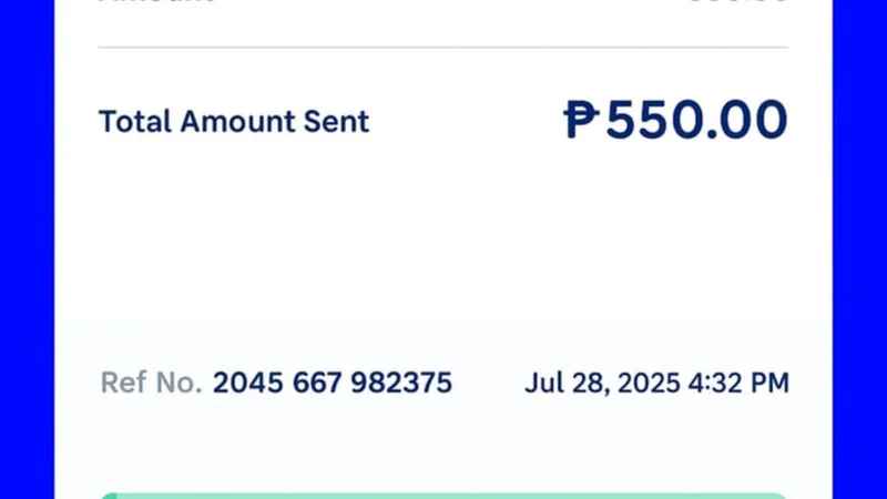 GCash transaction receipt showing express funds transfer confirmation