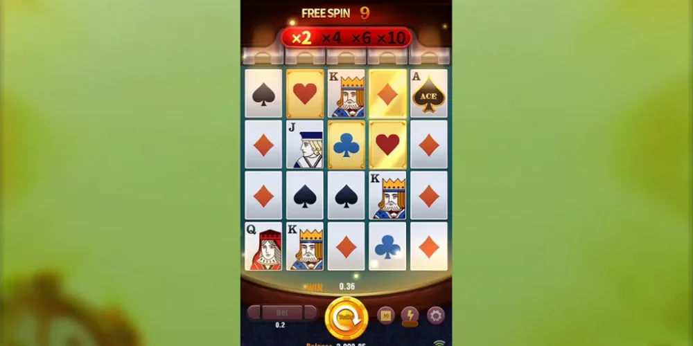 JILI Super Ace slot gameplay with active cascading multipliers
