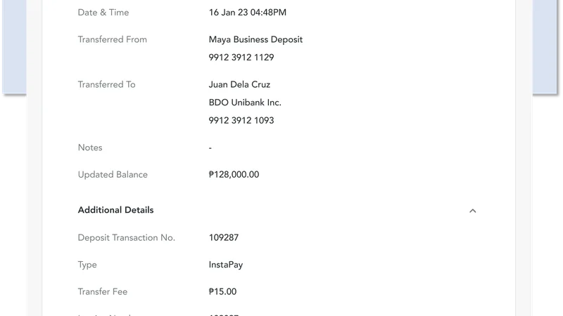 Maya digital banking security and transaction history confirmation